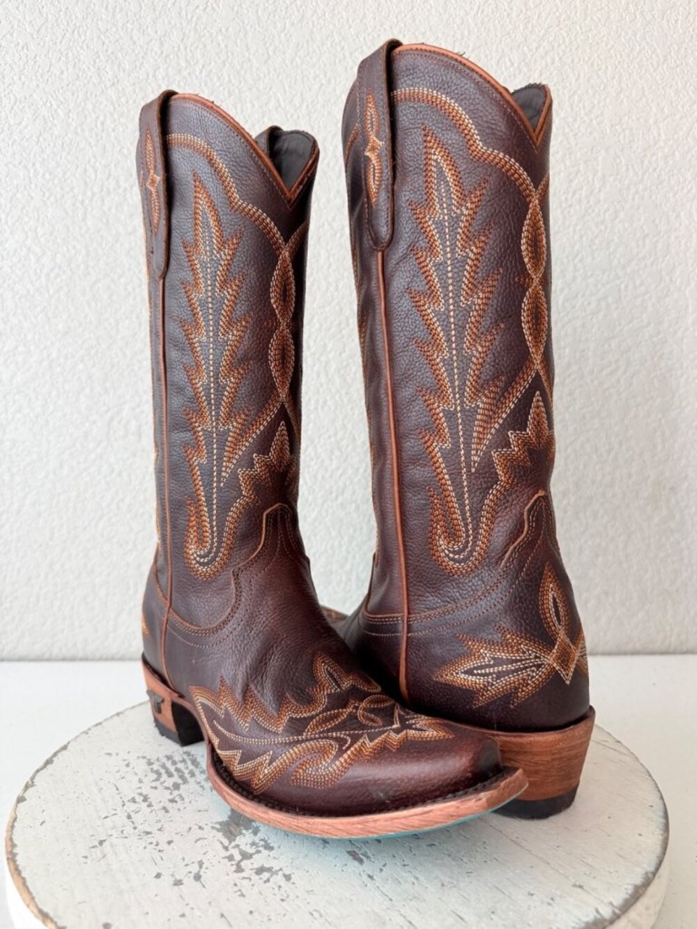 Lane LEXINGTON Cognac Brown Cowboy Boots Womens 6.5 Western Cowgirl Mid Calf